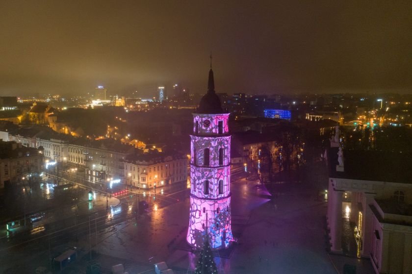 Pasitinkant 2022-uosius Vilniuje varpinės bokštas nušvis vaizdo projekcijomis